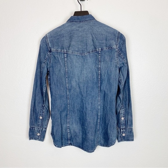 J. Crew Slim-Fit Chambray Shirt Jewel Buttons BW194 - Picture 6 of 9